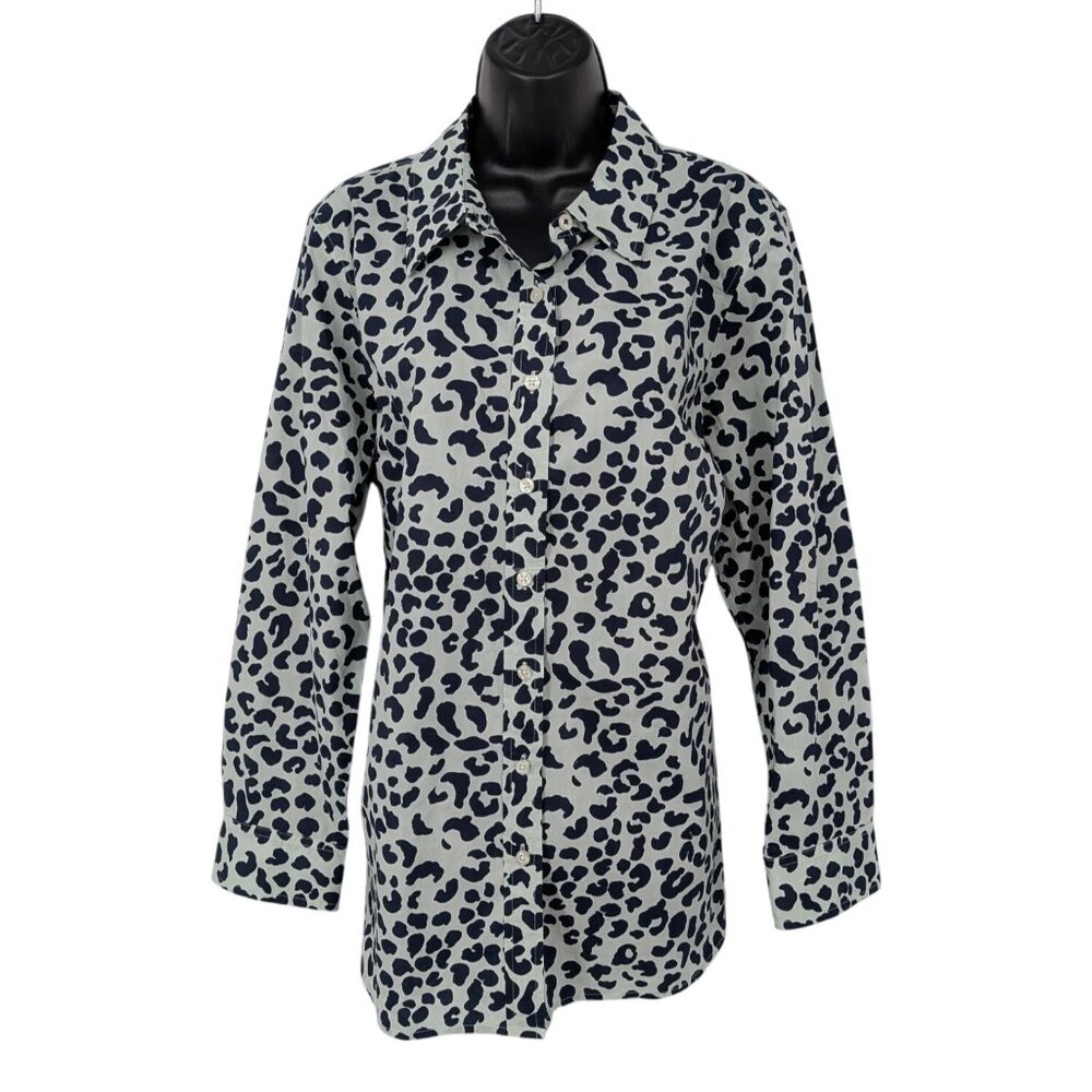 Talbots Leopard Print Button Front Top Office Pre… - image 1